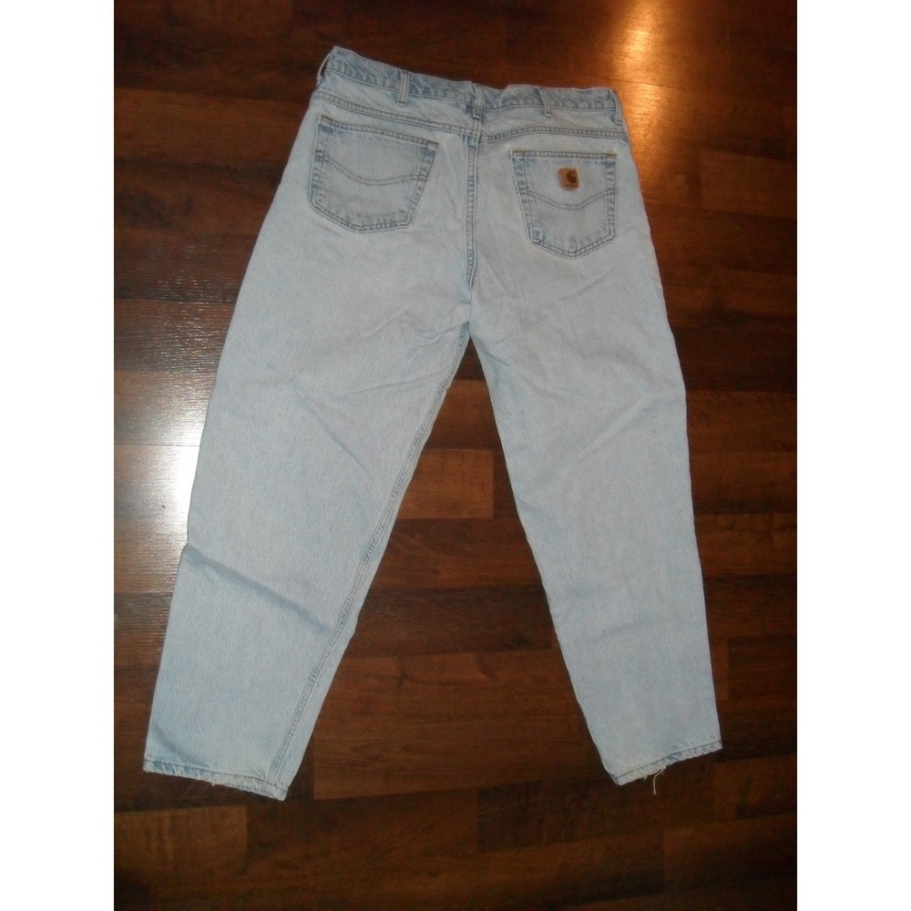 Carhartt‎ Dad Pants Mens Relaxed Straight Leg Light Wash Blue Denim Jeans 37x28